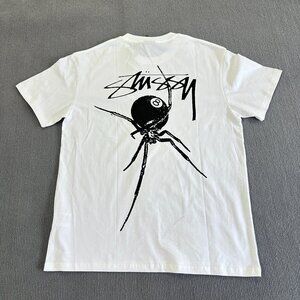 White Stussy men's L casual summer t-shirt